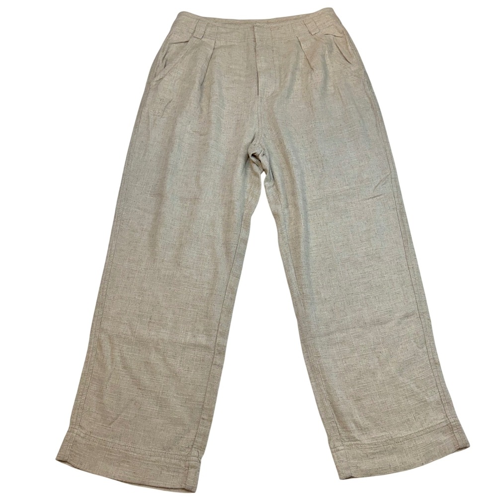 Free People Linen Pants Trousers Size 8 Wide Leg Beige Natural Boho Summer‎ NWT